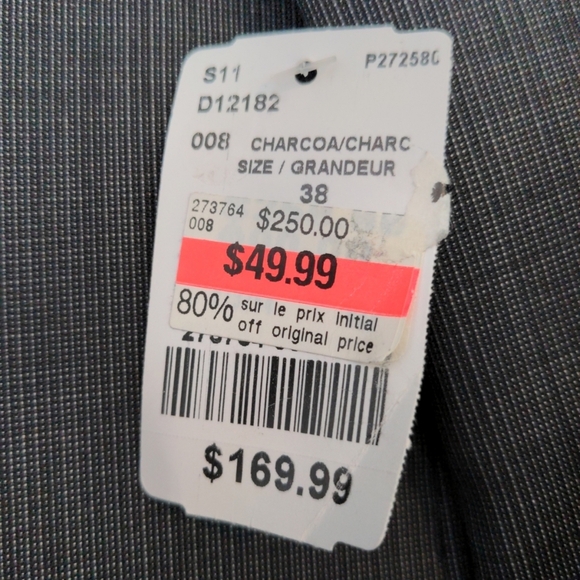 Le Chateau Segal Collection Suit Jacket Mens 38 Grey Made In Italy NWT 100% Wool - Picture 5 of 9